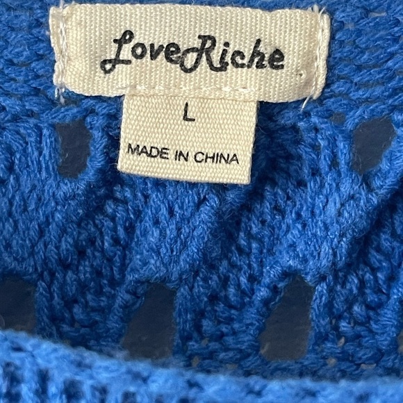 Love Riche Women’s Blue Multi Color Knit Chunky Sweater Size Large - Picture 3 of 3